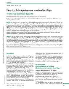 Prévention de la dégénérescence maculaire liée a` l`âge