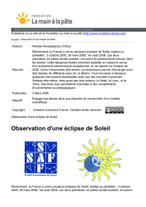 Observation d`une éclipse de Soleil