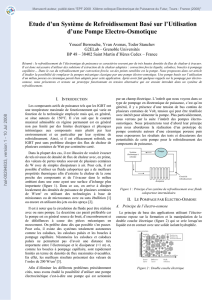 Etude d`un Système de Refroidissement Basé sur l`Utilisation d`une