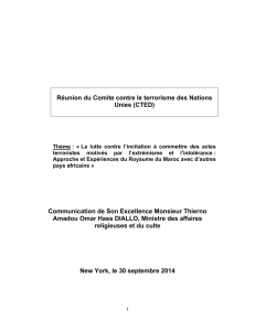 Réunion du Comite contre le terrorisme des Nations Unies (CTED