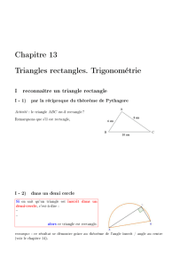Chapitre 13 Triangles rectangles. Trigonométrie