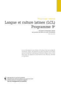 Langue et culture latines (LCL) Programme 9e