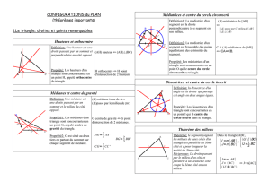 CONFIGURATIONS du PLAN (théorèmes importants) 1.Le triangle