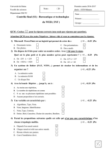 Contrôle final (S1) : Bureautique et technologies du WEB ( INF )