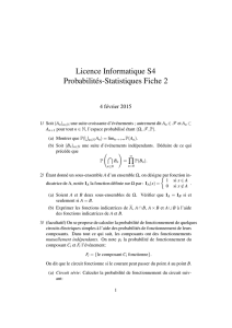 Licence Informatique S4 Probabilités