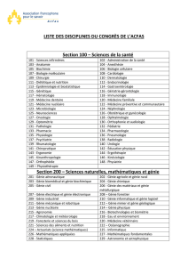 liste des disciplines par section