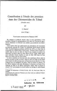Contribution à l`étude des premiers états des Chironomides du Tchad