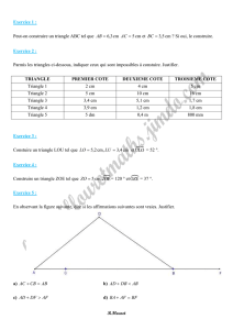 Peut-on construire un triangle ABC tel que 3,6 = AB cm 5 = AC cm et