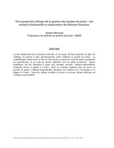 Une perspective éthique de la gestion des équipes de projet