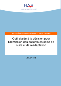 Outil d`aide à la décision pour l`admission des patients en soins