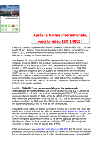 Après la Norme internationale, voici la vidéo ISO 14001