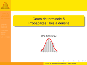 Cours de terminale S Probabilités : lois à densité