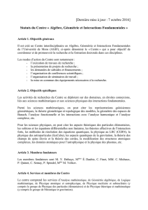 Statuts du Centre « Algèbre, Géométrie et Interactions Fondamentales