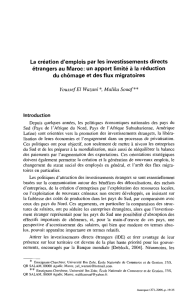 La création d`emplois par les investissements directs étrangers au