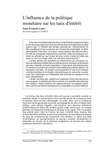 L`influence de la politique monétaire sur les taux d`intérêt