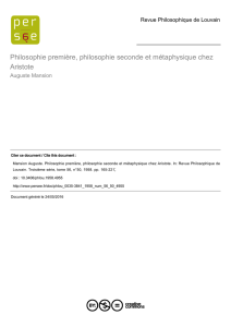 Philosophie première, philosophie seconde et métaphysique chez