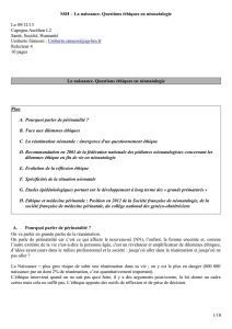 SSH – La naissance. Questions éthiques en néonatalogie