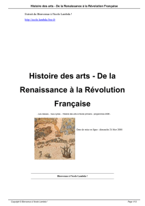 Histoire des arts - De la Renaissance à la Révolution Française