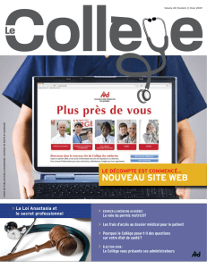 Revue Le Collège hiver 2009 - Collège des médecins du Québec