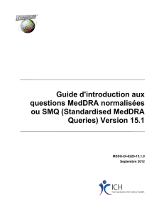 Guide d`introduction aux questions MedDRA normalisées ou SMQ