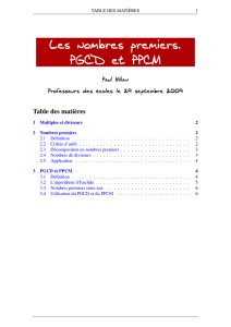 Les nombres premiers. PGCD et PPCM