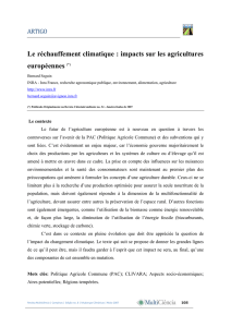 Le réchauffement climatique : impacts sur les agricultures