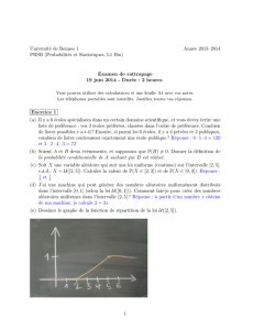 Université de Rennes 1 Année 2013–2014 PRSB (Probabilités et