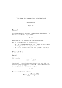 Théorème fondamental du calcul intégral