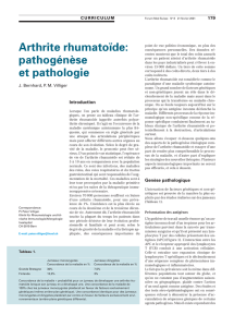 Arthrite rhumatoïde: pathogenèse et pathologie