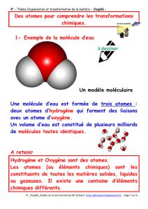 Des atomes pour comprendre les transformations chimiques. 1