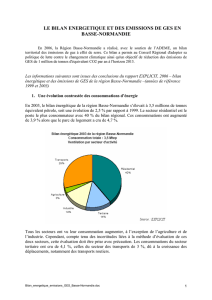 le bilan energetique et des emissions de ges en basse