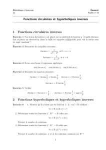 Fonctions circulaires et hyperboliques inverses 1 Fonctions
