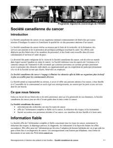 Société canadienne du cancer Information fiable