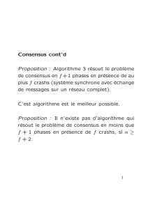 Consensus cont`d Proposition : Algorithme 3 résout le probl