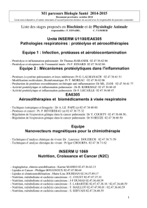 Liste des laboratoires d`accueil pour les stages 2014