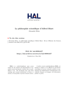 La philosophie scientifique d`Alfred Binet - Hal-SHS