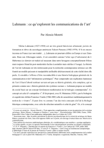 Luhmann : ce qu`explorent les communications de l`art1