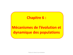 Chapitre 6 : mécanismes de l`évolution et