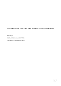GOUVERNANCE ET PLANIFICATION - CAPEC