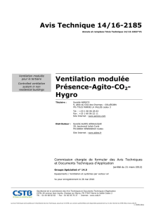 Avis Technique 14/16-2185 Ventilation modulée