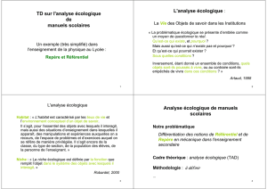 TD sur l`analyse écologique de manuels scolaires L`analyse