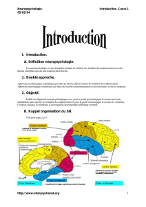 I. Introduction. A. Définition neuropsychologie. 1. Double