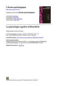 La psychologie cognitive d`Alfred Binet