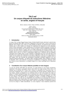 TALC-sef, Un corpus étiqueté de traductions littéraires en