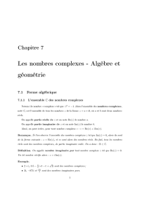 Chapitre 7 – Les nombres complexes – Algèbre et géométrie
