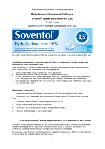 information de l`utilisateur Soventol acétate d`hydrocortisone