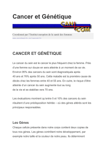 Cancer et Génétique - European Institute of Women`s Health