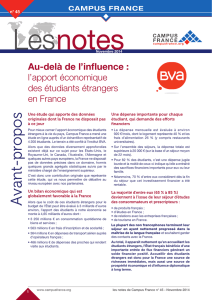 L`apport économique des étudiants étrangers en France