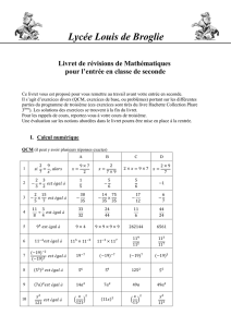 Révisions de Mathématiques : entrée en classe de seconde