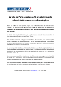 La Ville de Paris sélectionne 13 projets innovants qui vont réduire